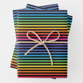 Horizontales, schwarzes Rainbow-Streifenpapier Geschenkpapier Set (Beispiel)