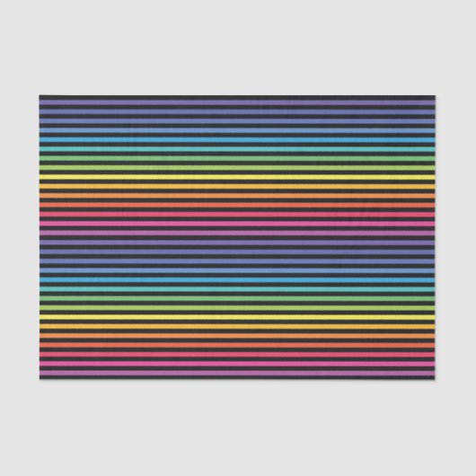 Horizontales, schwarzes Rainbow-Streifenpapier Seidenpapier (Vorderseite)