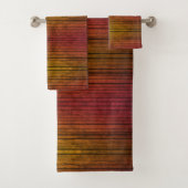 Horizontales Streifenmuster für Herbstfarben Badhandtuch Set (Insitu)