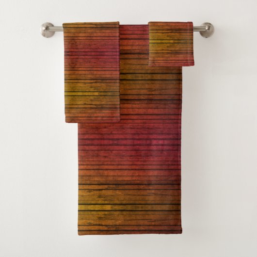 Horizontales Streifenmuster für Herbstfarben Badhandtuch Set (Insitu)