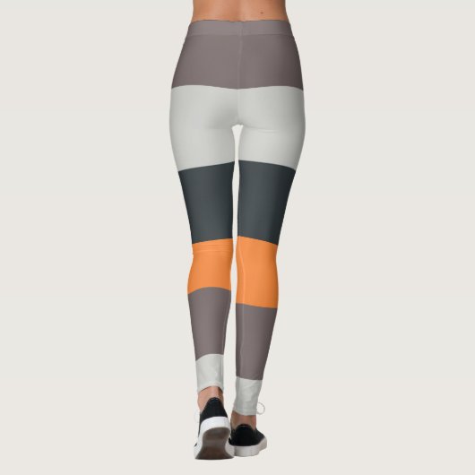 Horizontales Streifenmuster Orangensand-Holzkohle Leggings (Rückseite)