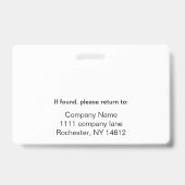 Horizontales Weißes ID-Abzeichen Ausweis (Rückseite)