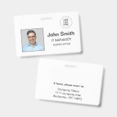 Horizontales Weißes ID-Abzeichen Ausweis (Vorder- & Rückseite)