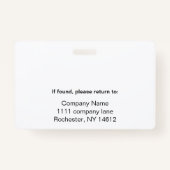 Horizontales Weißes ID-Abzeichen Ausweis (Rückseite)