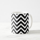 Horizontales Zickzack Schwarz-Weiß-Muster Kaffeetasse (VorderseiteRechts)