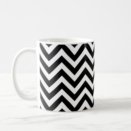Horizontales Zickzack Schwarz-Weiß-Muster Kaffeetasse (Links)
