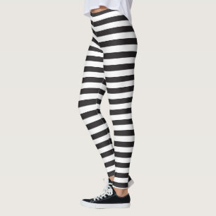 Horizontalstreifen mit schwarzweißem Streifen, Le Leggings