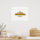 horizonte de singapur en oro poster (Küche)