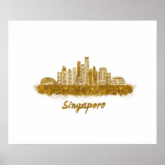 horizonte de singapur en oro poster (Vorne)