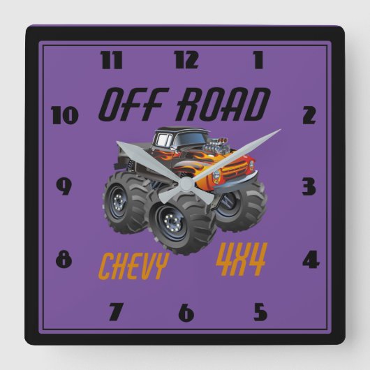 Horloge camion monstre pour chambre d'enfant quadratische wanduhr (Vorderseite)