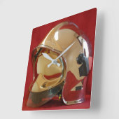 Horloge carré casque F1 Sapeur Pompier Quadratische Wanduhr (Winkel)