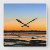 horloge carré croissant de lune quadratische wanduhr (Vorderseite)