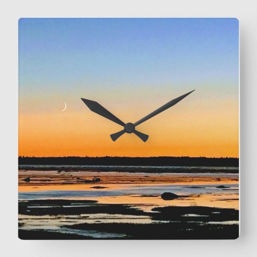 horloge carré croissant de lune quadratische wanduhr (Vorderseite)