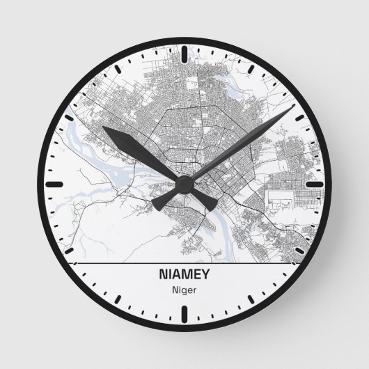 Horloge Ronde Niamey Clock City Line Art Runde Wanduhr (Vorderseite)