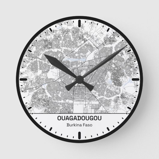 Horloge Ronde Ouagadougou Clock City Line Art Runde Wanduhr (Vorderseite)