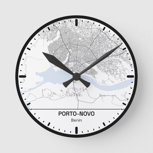 Horloge Ronde Porte-Novo Clock City Line Art Runde Wanduhr (Vorderseite)
