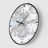 Horloge Ronde Stockholm Clock City Line Art Große Wanduhr (Winkel)