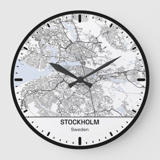Horloge Ronde Stockholm Clock City Line Art Große Wanduhr (Vorderseite)