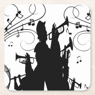Horn-Abschnitt-Trompete-Jazz-Musik Rechteckiger Pappuntersetzer