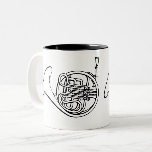Horn-Blasmusik Zweifarbige Tasse (Vorderseite Links)