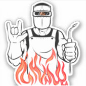 Horn Hand Zeichen Symbol Welder Feuerkleber Aufkleber (Vorderseite)