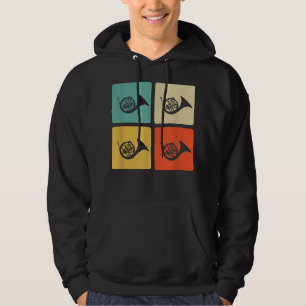 Horn Player Retro Horn Silhouette für das französi Hoodie