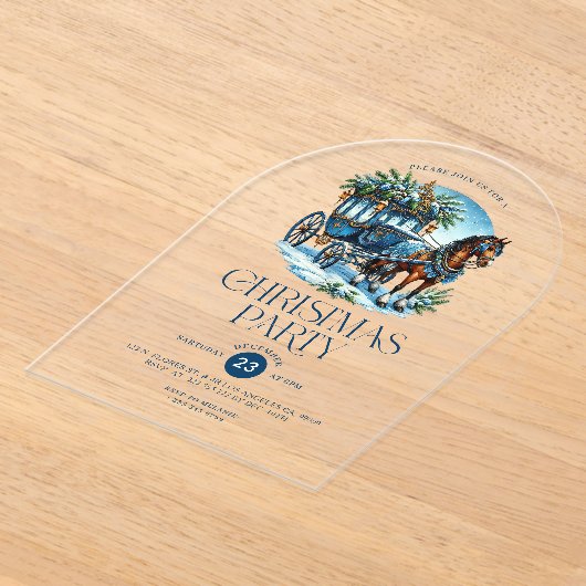 Horn und Carriage Blue Christmas Party laden Acryleinladungen (Ablage )