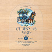 Horn und Carriage Blue Christmas Party laden Acryleinladungen (Vorderseite)