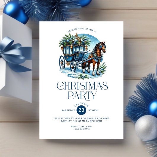 Horn und Carriage Blue Christmas Party laden Einladung