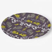 Horn und Vögel Pappteller (Schrägansicht)