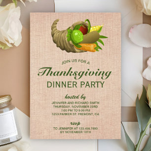 Horn von Plenty   Burlap Erntedank Dinner Party Einladung