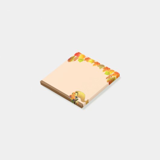Horn von Plenty, Herbstlaub auf Beige Post-it Klebezettel (angewinkelt)