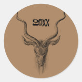 Horn von Schwarz-Weiß-Antilope zeichnend Runder Aufkleber (Vorderseite)