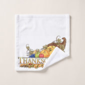 Horn von viel Erntedank auf Weiß Badhandtuch Set (Waschlappen)