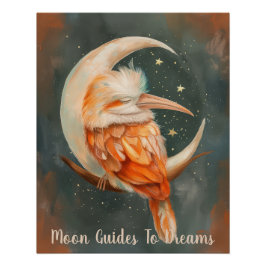 Hornbill-Vogelbaby auf dem Mond Poster