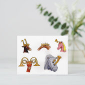 Horned Animals Postkarte (Stehend Vorderseite)