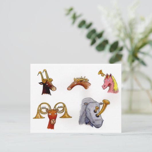 Horned Animals Postkarte (Stehend Vorderseite)