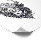 Horned Bison Buffalo Schwarz-Weiß-Portrait Poster (Ecke)