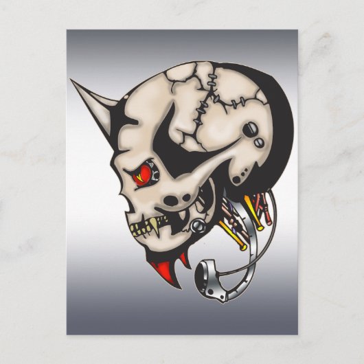 Horned Cyborg Robot Postkarte (Vorderseite)