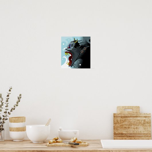 Horned-Dämon-Kopfposter Poster (Küche)
