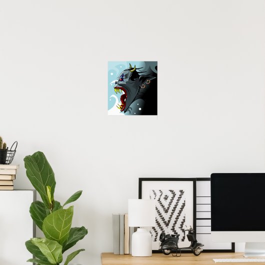 Horned-Dämon-Kopfposter Poster (Heimbüro)