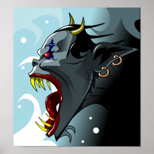Horned-Dämon-Kopfposter Poster