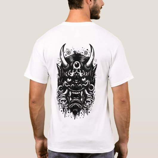 Horned Devil Line Art Back Graphic Tee (Rückseite)
