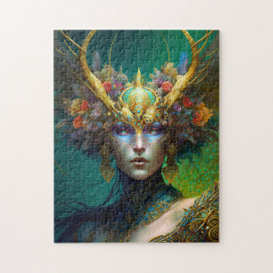 Horned Elf Woman Fantasy Art Jigsaw Puzzle