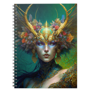 Horned Elf Woman Fantasy Art Notebook Notizblock