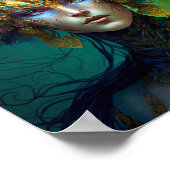 Horned Elf Woman Fantasy Art Poster (Ecke)