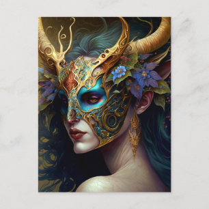 Horned Elf Woman Fantasy Art Postkarte