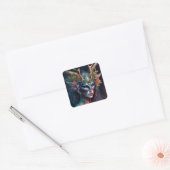 Horned Elf Woman Fantasy Art Square Sticker (Umschlag)