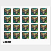 Horned Elf Woman Fantasy Art Square Sticker (Blatt)