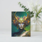 Horned Elf Woman Fantasy Kunst, Dichtung und Musik Postkarte (Stehend Vorderseite)
